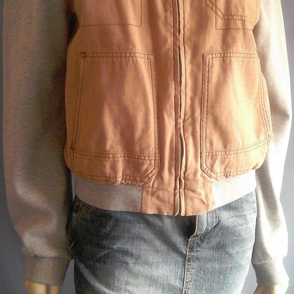 Anthropologie Hei Hei Excursion Tan Cotton Bomber Jacket L - Picture 5 of 8